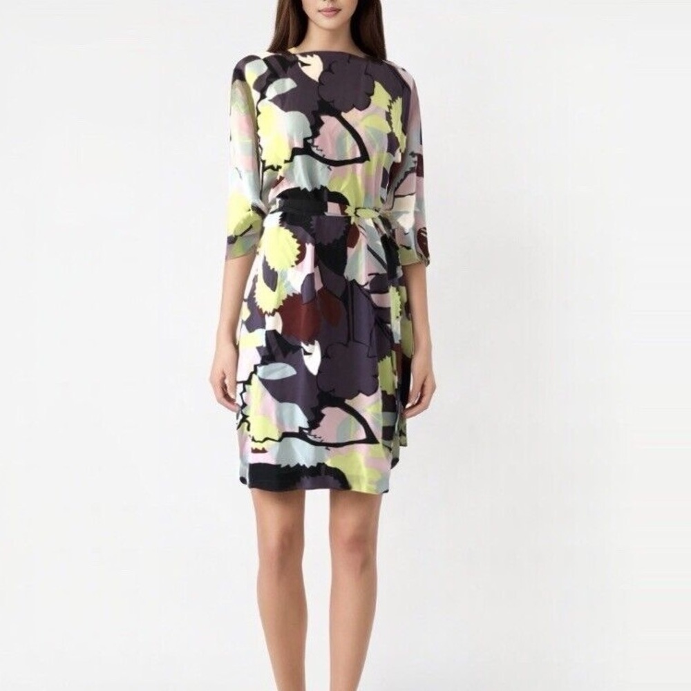 Diane von Furstenberg DvF Mosaic Maja Two Drape Back Paper Forest Mint Silk 8